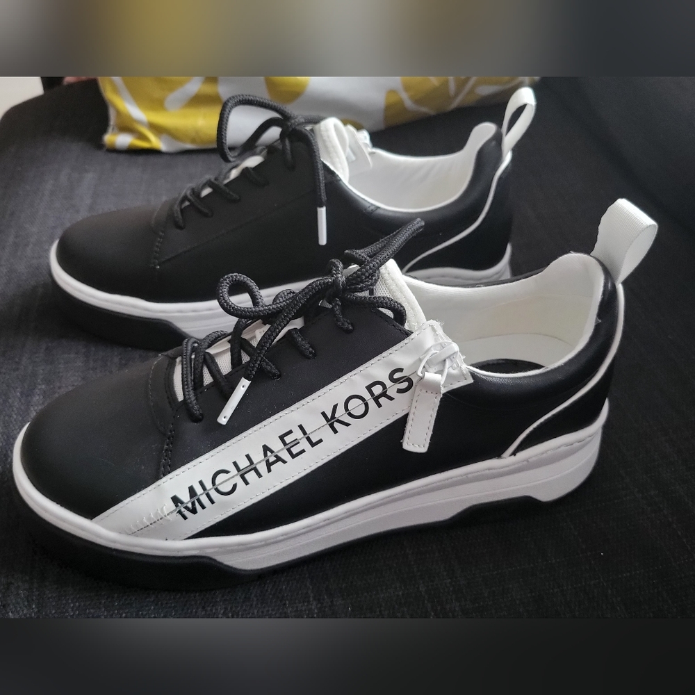 MICHAEL Michael Kors Black and White Logo Sneakers